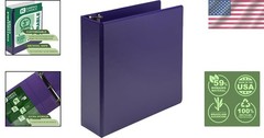 Eco-Friendly 3-Inch Plant-Based Round Ring Binder in Durable Purple—Customizable