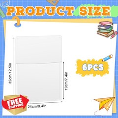 Fuutreo Wall Pockets 6 Pcs Clear 12.6″ x 9.4″