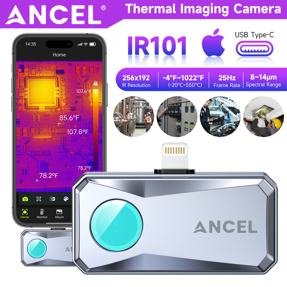 ANCEL IR101 Thermal Imaging Camera High IR Resolution 256X192 For IOS Phones