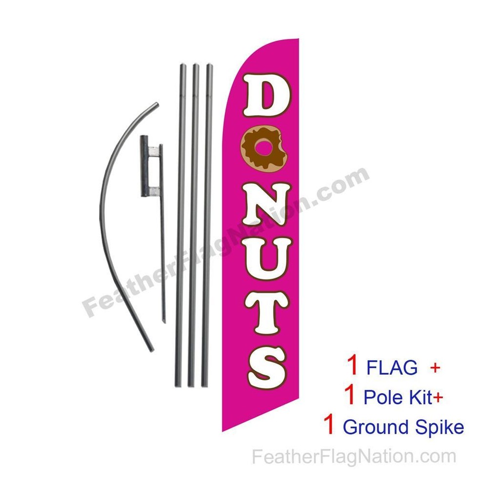 Donuts Feather Banner Swooper Flag Kit with pole+spike