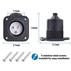 15A 125V Shore Power Inlet Port Plug Outlet NEMA 5-15P Male Receptacle RV Boat