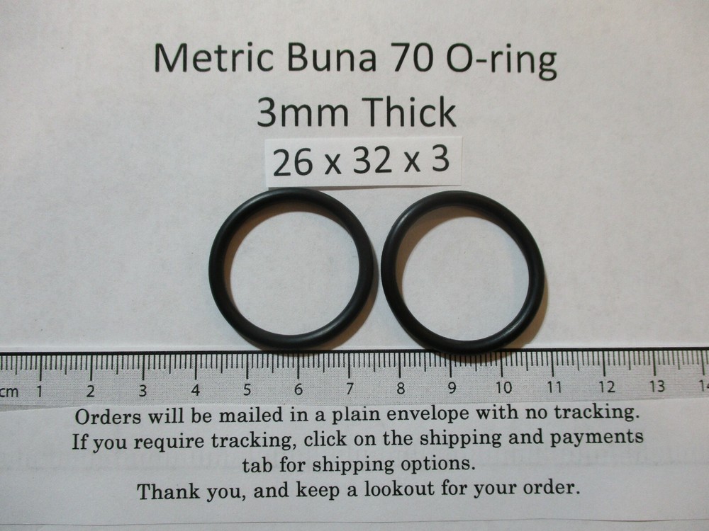 26mm ID x 32mm OD x 3mm thick O-ring. Buna-70. Quan 2.