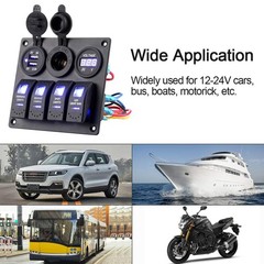 4 Gang Boat Switch Panel, Marine-Grade Waterproof Aluminum Switch Panel with …