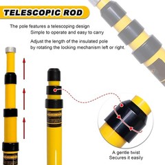 13.1FT Telescopic Hot Stick & Utility Hook ASTM F711 35kV Insulated for Lineman