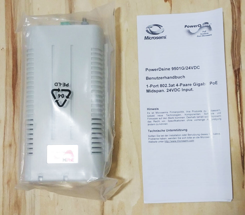 Microsemi New PD-9501G/24VDC Gigabit PoE Midspan, 60W, 802.3at, 24VDC Input