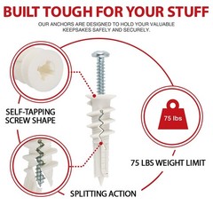 120Pcs #8 Self Drilling Drywall Anchors and Screws kit #8 x 1-1/4”- Superb Wall