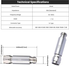N-Type 2W 40dB Attenuator DC-6GHz 50 Ohm N Male Female RF Systems Testing Lab