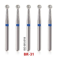 50 Pcs/Pack Dental High Speed Friction Grip Round Ball End Taper FG Diamond Burs
