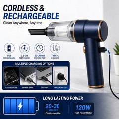 9000Pa 120W Cordless 2-in-1 Handheld Vacuum & Air Duster, Washable HEPA