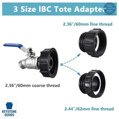 IBC Tote Adapter 3-Pack Fine Coarse Thread 304 Stainless Steel Garden Hose
