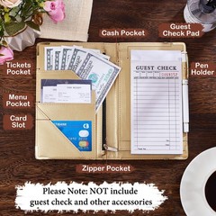Server Books Alphabet Waitress Book Cute Waiter Book Zipper Pocket Leather A-Z