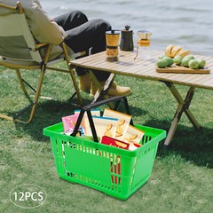 12PCS 28L Mesh Shopping Baskets with Handles Plastic Shopping Basket Portable