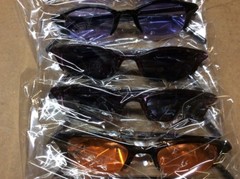 NEW ASSORTED BOX OF SUNGLASSES SUN GLASSES SET OF 9 GLASS COLORED SMALL LENS