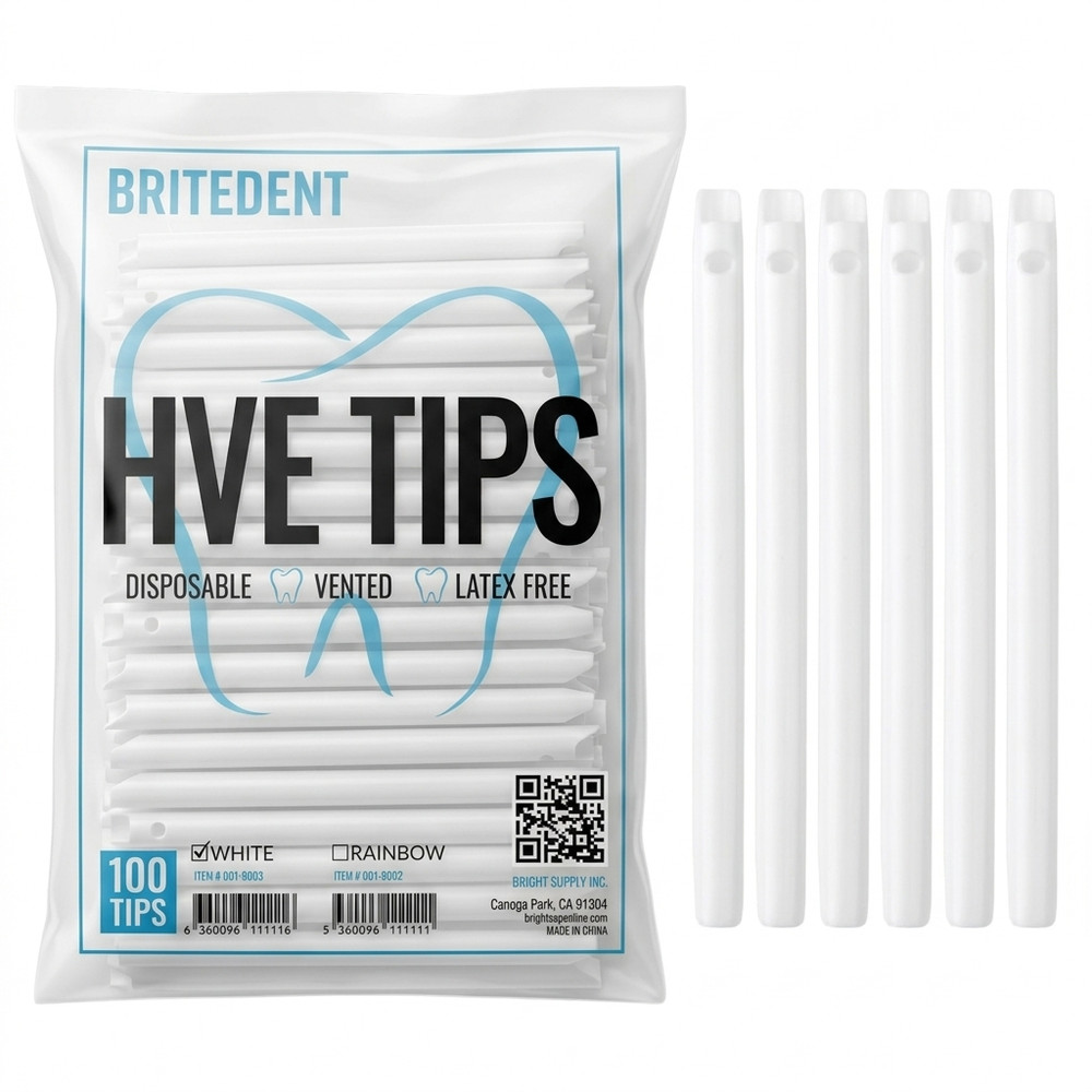 Dental HVE Suction Tips White Disposable High Volume Evacuation 100 or 1000