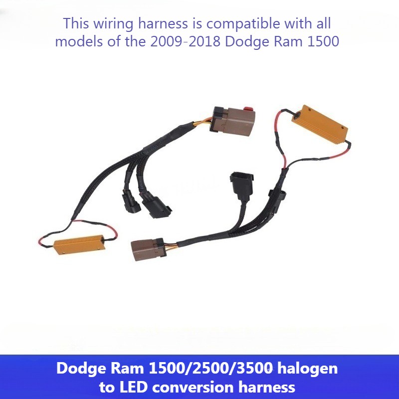 Dodge Ram 1500/2500/3500 Halogen to LED Adapter Harness with Resistor Conversion