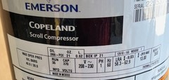 Emerson Copeland Scroll Compressor 208-230V 1 Ph 60 Hz ZP20K6E-PFV-13A New Surp.
