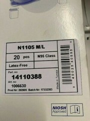 20 PACK NIOSH approved N95 Particulate Filter Respirator SAF-T-FIT PLUS Med/Larg