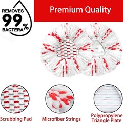 2 Pack Mop Heads Replacements – 40% More Cleaning 2pcs 1-Tank Red, Red