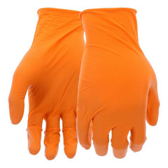 X-Large Orange 6 Mil Thick 100% Nitrile Disposable Work Gloves with Textured Gri
