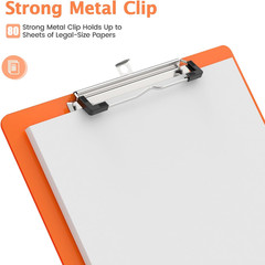 Plastic Legal Size Clipboard, Orange 8.5 X 14 Clip Boards | Size 9 X 15 In, Long