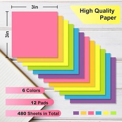 Post It Notes Pop-up, Sticky Notes, 3×3 Inches, 12 Pads, Bright Colors Self-st..