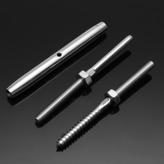 T316 Stainless Steel Hand Swage Tensioner + Cable Railing with Lag Screw for 1/8