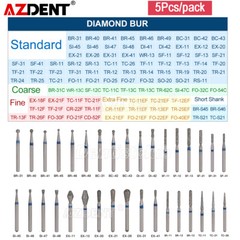 AZDENT Dental FG Diamond Burs Coarse/Fine/Short Shank for High Speed Handpiece