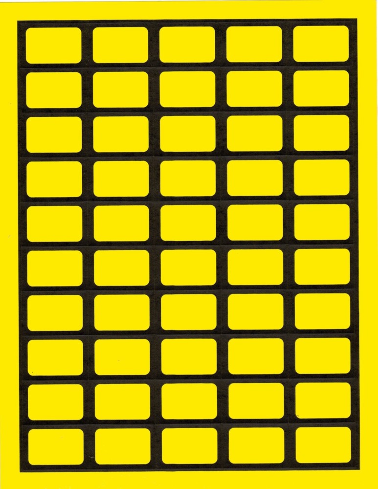 Blank Dark Yellow Exhibit Labels w/ Black Border 1-1/2 X 1 Inch 500 Adhesive 