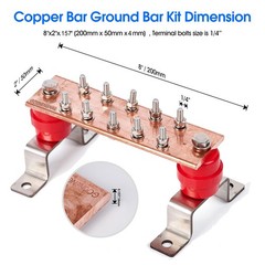 Wall Mounted Copper Ground Bar Terminal Grounding Busbar SM40 600Amp 1 PCS