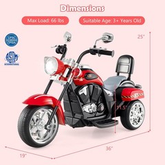 Costzon Kids Motorcycle, 6V Battery Powered Ride on Chopper Motorcycle w/Horn, H