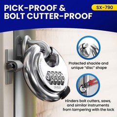 FJM Security SX-790 4-Dial Combination Disc Padlock With Shielded Hardened Steel