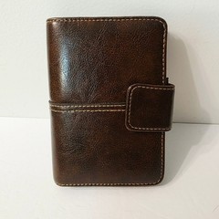 Rosetti Brown Faux Leather Ring Pocket Planner Organizer Binder Wallet Clean