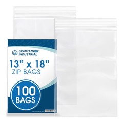 13×18 Clear Reclosable Zip Plastic Bags 2 Mil Resealable Poly Bags 100 Count