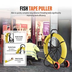 Fish Tape 8mm 150m Fiberglass Rod Cable Puller Wire Reel Rod Duct Rodder—