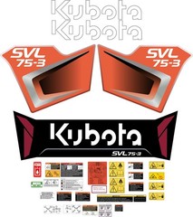 Fits KUBOTA SVL75-3 Decal Kit Skid Steer / safety decals /3M VINYL