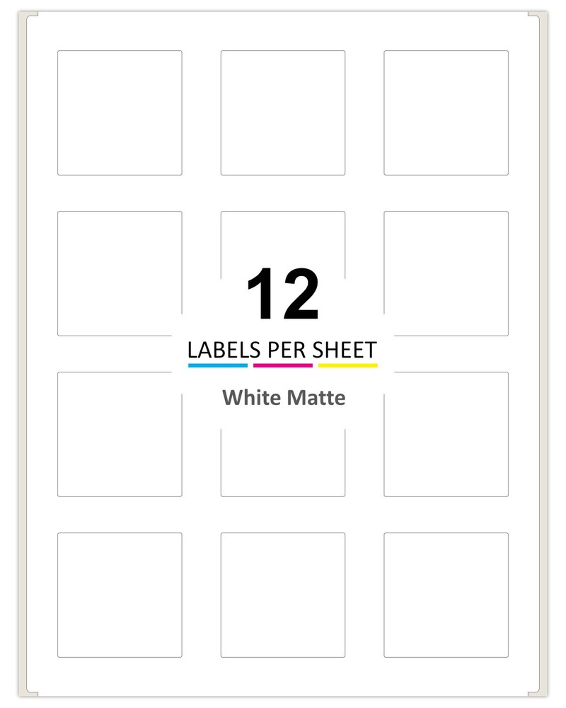 300 2×2 Inch Printable Laser and Inkjet Sticker Square Labels 25 Sheets