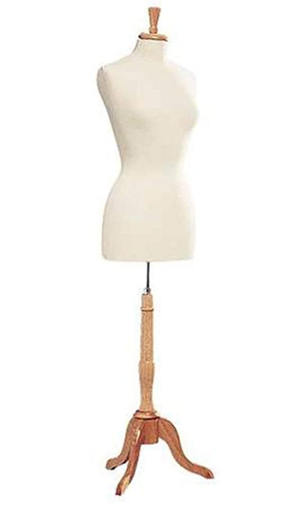 Women’s Dressmaker Seamstress Dress Form Ivory Mannequin Size 8 Wood Base Female