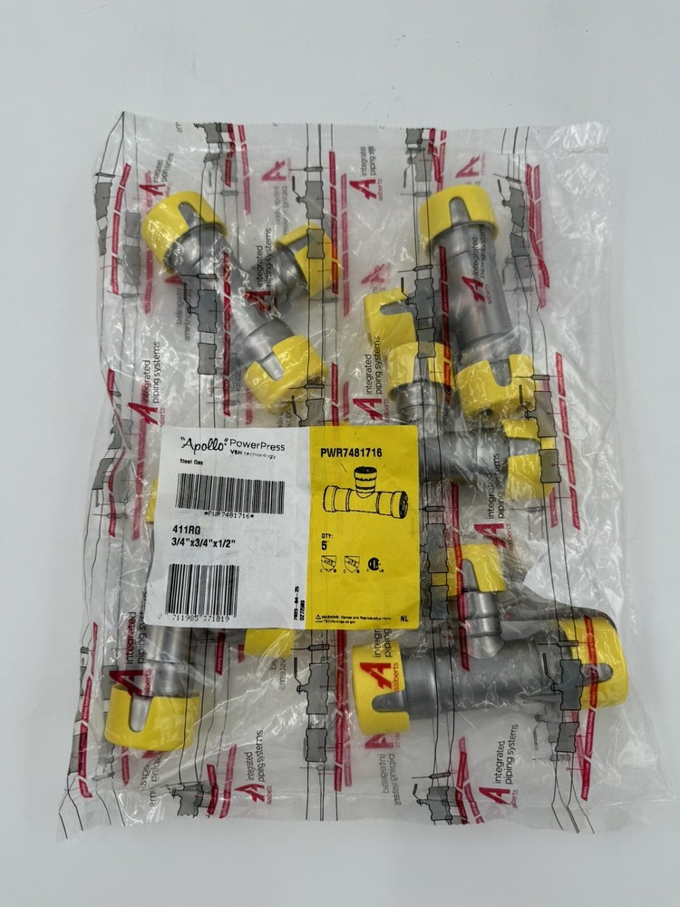 Apollo PWR7481716 411RG Series 3/4 x 3/4 x 1/2″ Steel Gas Tee w HNBR O-ring 5 Pk