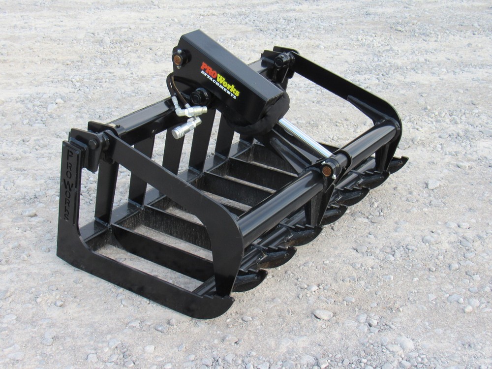48″ Single Cylinder Root Grapple Bucket Attachment Fits Skid Steer Quick Attach