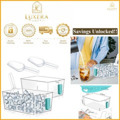 Clear Plastic Freezer Ice Bin with Scoop Set 4 Pieces Blue