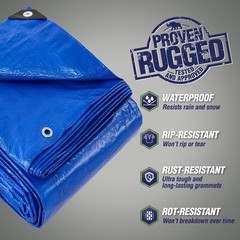 Rugged Rhino All Weather 100% Waterproof 8' x 10' (2 Pack), Blue