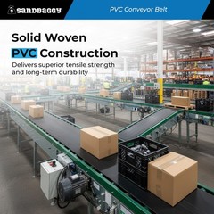 PVC Conveyor Belt–Solid Woven, 18″ x 12.5 ft | Black Industrial Belt – Sandbaggy