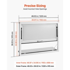 Uimoso 48×36 in Aluminum Alloy Concession Window with Folding Shelf