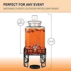 Kitchentoolz 2.5 Gallon Glass Beverage Dispenser Stainless Steel Spigot Metal