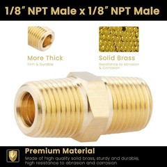 1/8 NPT Solid Brass Nipples – Heavy-Duty Pipe Adapter Fittings, 4-Pack