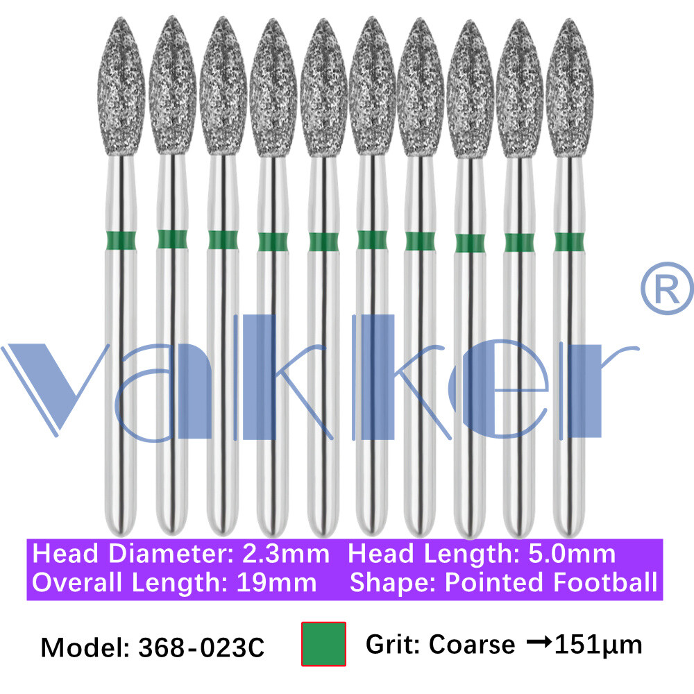 10/pk Vakker Dental Football FG Diamond Burs 368-023C Coarse Grit