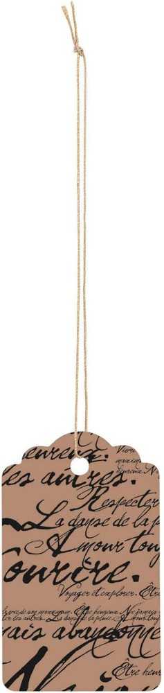 500 Strung Price Tags 3 1/4″ x 2” Paris Script Black Tan French France String