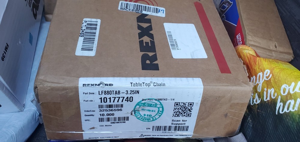 REXNORD Table Top 10f Chain FL880TK3-1/4 LF880TAB-3,25″ Beige Color