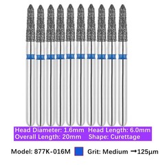 10/pk Vakker Dental FG Diamond Burs Gingival Curetage 877K-016M Medium Girt