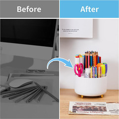 Desk Organizer 360-Degree Rotating Pen Holder With 5 Compartments Pencil Holder